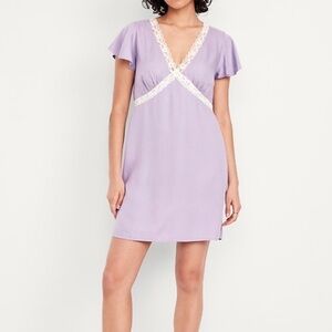 Lavender Mini Dress with White Lace